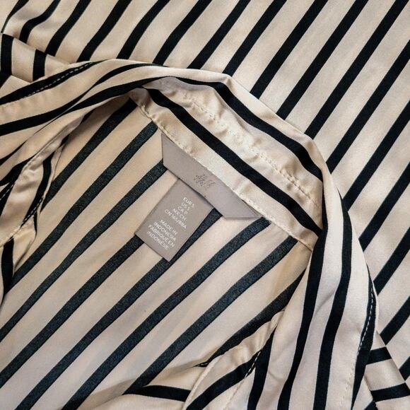 Beetlejuice style Striped Satin Button Up Blouse - Picture 6 of 6